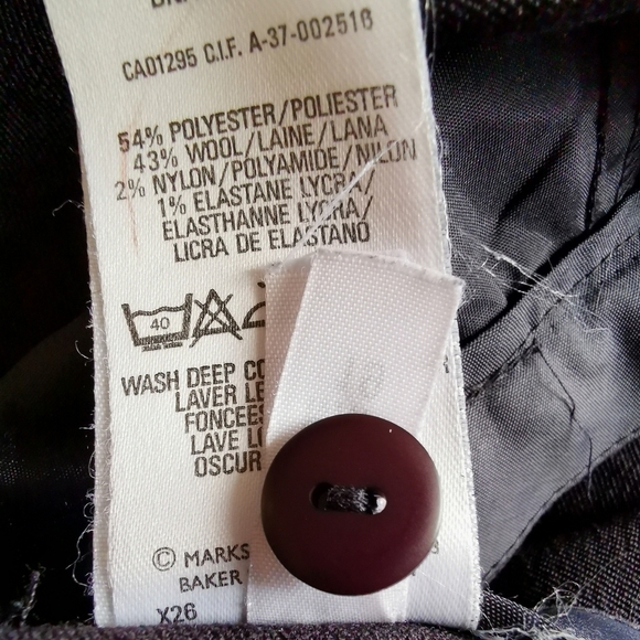 Vintage 90s High Waisted Wool Navy Blue Pants Trousers - Picture 8 of 8